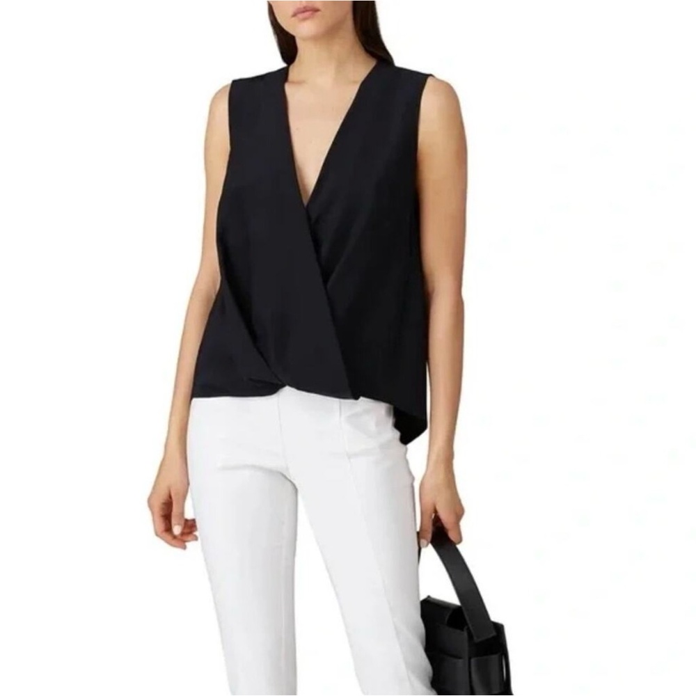 NWT 💕Rag & Bone Victor Sleeveless V Neck Faux Wrap Front Silk Blouse Top |Sz S